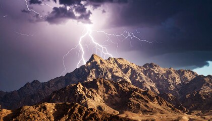 Dramatic lightning storm over mountains