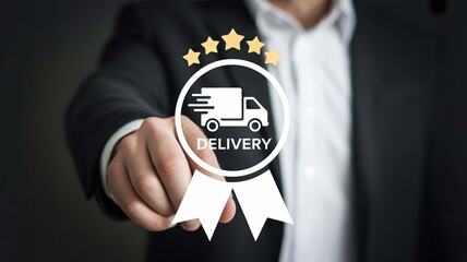 A promise of excellence in delivery services presented with pride symbolizing trusted and reliable shipping with a sleek