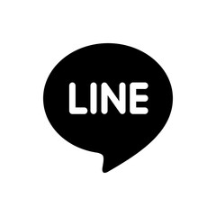 Black speech bubble containing the word line in white bold font representing the messaging application logo