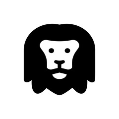 Illustration of a stylized lion face with a full mane and beard in black and white color scheme design