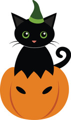 halloween cat with pumpkin