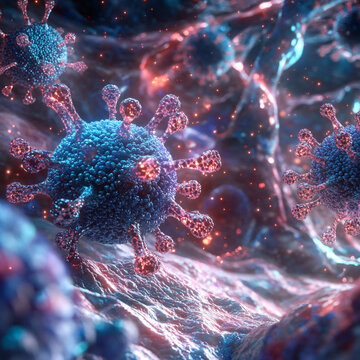 Microscopic 3D-Rendered Cells Figh Immune Illustration