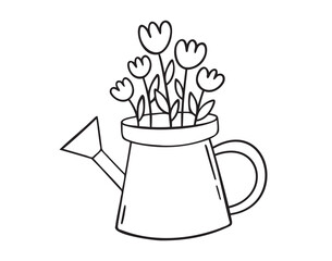watering can icon doodle hand drawn. Outline watering can line drawing clipart symbol