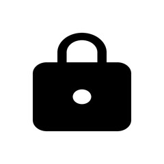 Illustration of a black padlock with a white circle in the center on a white background security concept