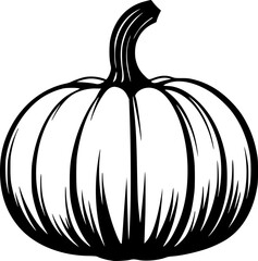 Pumpkin Outline Vector Drawing for Coloring and Logo