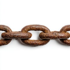 Close up of a rusty metal chain link