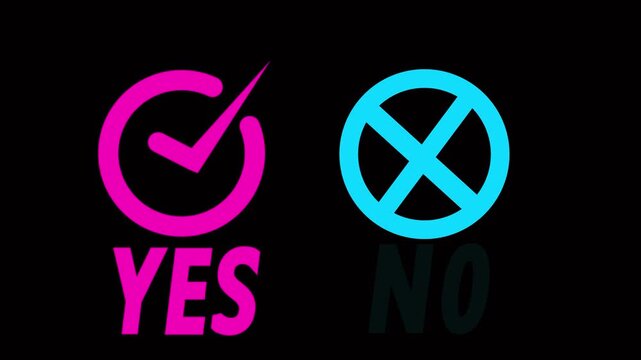 check marks ui button with yes and No. flat simple style trend modern red and green checkmark. Motion graph