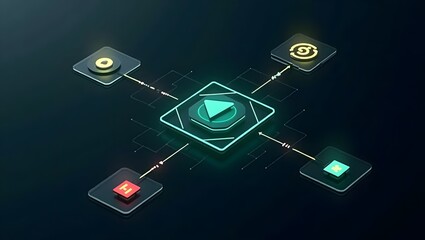 AI workflow automation artificial intelligence software interface nodes triggers data tool dashboard coding icon flow process technology 