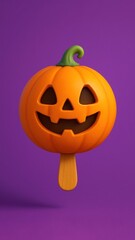 Halloween pumpkin popsicle illustration.