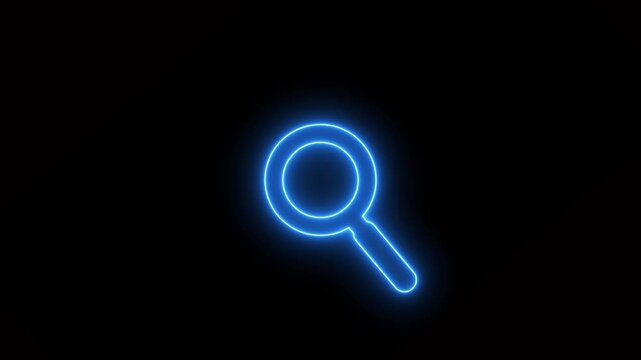 Search icon on black background. Simple design element