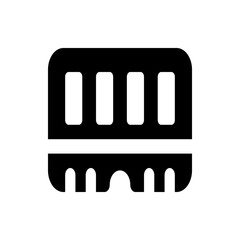 Illustration of a black ram module with four rectangular slots and rounded edges on a white background