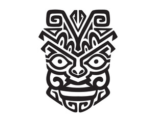 Tribal mask vector element. african tribal god or tiki totem. idol hawaiian indigenous polynesian vintage sign