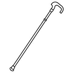 Walking Stick Coloring Page, Hiking Staff Outline, Mobility Aid Drawing, Outdoor Support Coloring Sheet