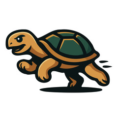 A cartoon turtle running fast with a confident smile illustration
