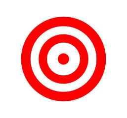 Red and white concentric bullseye target icon for focus point, aim or game score indicator