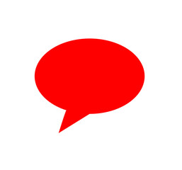 Red speech bubble icon for chat, message, alert or comment sticker on transparent background