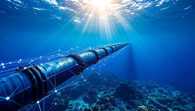 Underwater pipeline connected by digital network