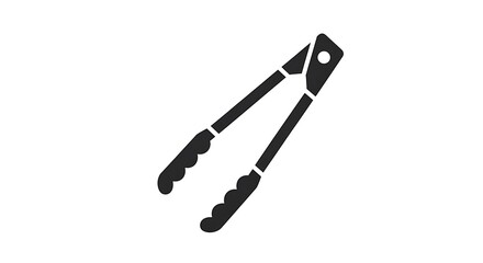 A simple black and white illustration of a pair of tongs on a plain white background image