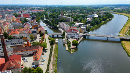 Obraz premium city ​​architecture europe drone flyover old town Opole Poland
