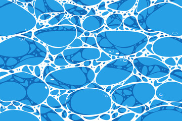 Pattern with abstract blue water ripple surface and fluid shapes. Organic design in various shades of blue creates a dynamic aquatic texture, ideal for backgrounds and prints.