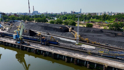 river port drone view flyover