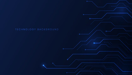 Dark blue electronic hardware circuit background with glowing lines