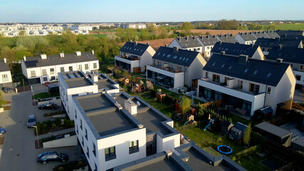 Modern area houses streets townhouse nature city