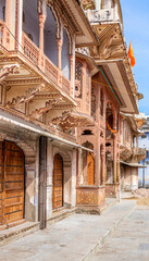 Beautiful Historic Building with Intricate Rajasthani design in Pushkar, India, 28 Jan 2024
