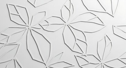 Abstract white background with a pattern of stylized leaves in a repeating design element style