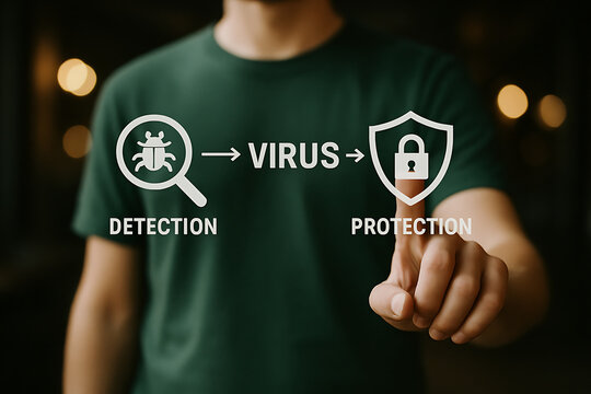 IRUS. Malware Attack Virus Alert Cyber Security concept. Malicious software infection. Awareness training to protect business