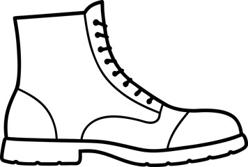 army combat boots outline vector, combat boot coloring book page, boot line art