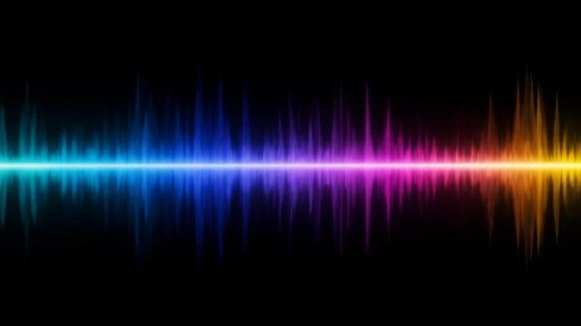 Vibrant rainbow sound wave equalizer on black background
