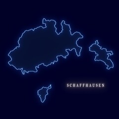 Switzerland Schaffhausen Canton Abstract Futuristic Neon Map	
