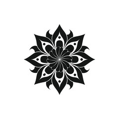 Intricate Black Mandala Flower Design - Decorative Floral Art