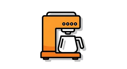 Illustration of an orange coffee maker with a white carafe on a white background design style