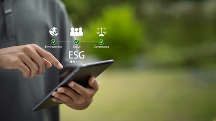 ESG strategy concept with environment, social and governance icons