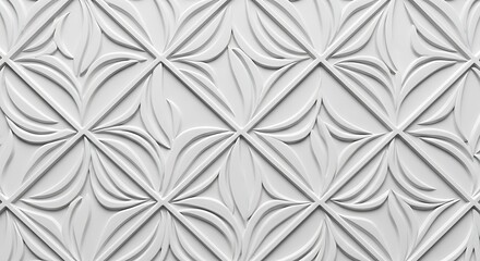 Close up of a white floral pattern embossed design with diagonal lines creating a diamond shape grid