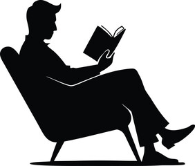 Black Silhouette Of A Person Sitting In A Comfortable Chair Holding A Book