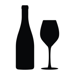 Wine bottle and glass vector graphic for wine tasting events or restaurant promotions and designs