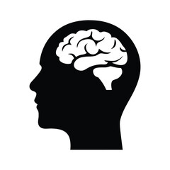 Human brain head silhouette vector illustration for psychology and mental health concept design