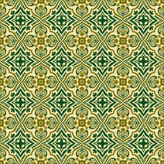 Elegant Vintage Floral Pattern in Green and Beige