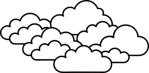 Abstract group of fluffy clouds in a stylized silhouette