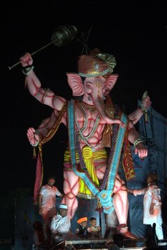 big standing ganpati from solapur Maharashtra. ganesh idol with gold ornaments 