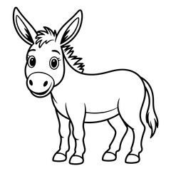 A donkey illustration vector style coloring page 
