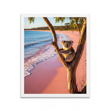 koala on the pink beach