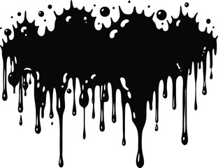 Black ink splatter and drips abstract shape silhouette
