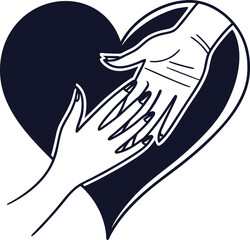  Hands hugged over vector illustration with white background.