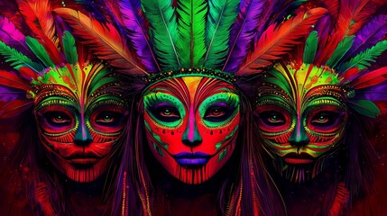 Obraz premium A colorful representation of cultural festivities in Barranquilla, Colombia.