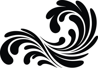 
Elegant black swirls and flourish curved scroll ornate decorative design element, Abstract Tribal Style Motifs ornament isolated on transparent background