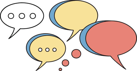 Colorful speech bubbles communicating ideas silhouette